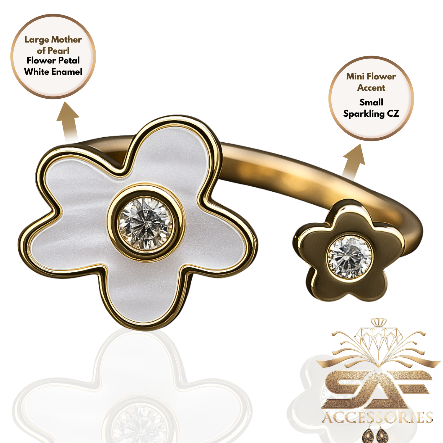 AD Floral Design with Mother of Pearl Ring