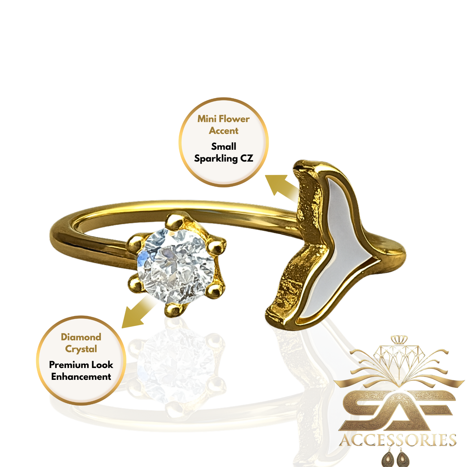 AD Ocean Charm Whale Tail Ring