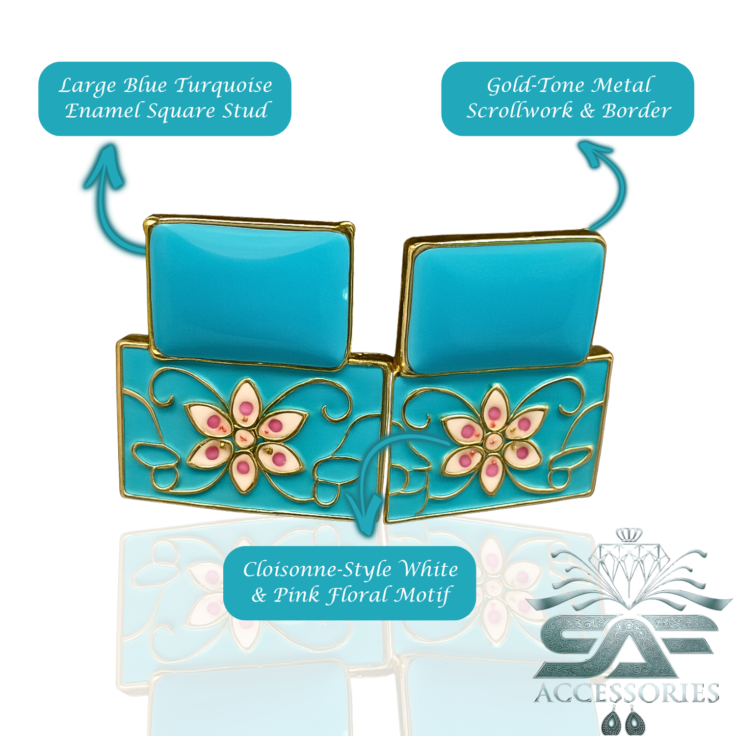 Aqua Grace Meenakari Flower Earings