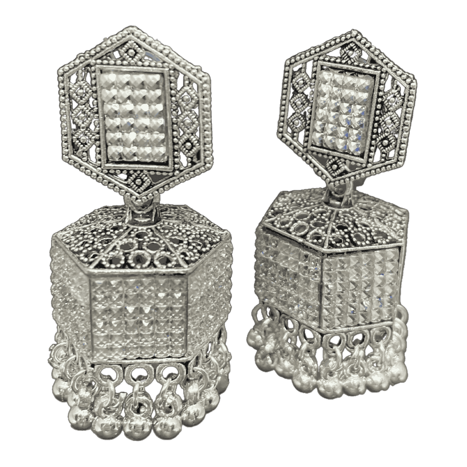 Antique Hexagonal Jhumka Earrings