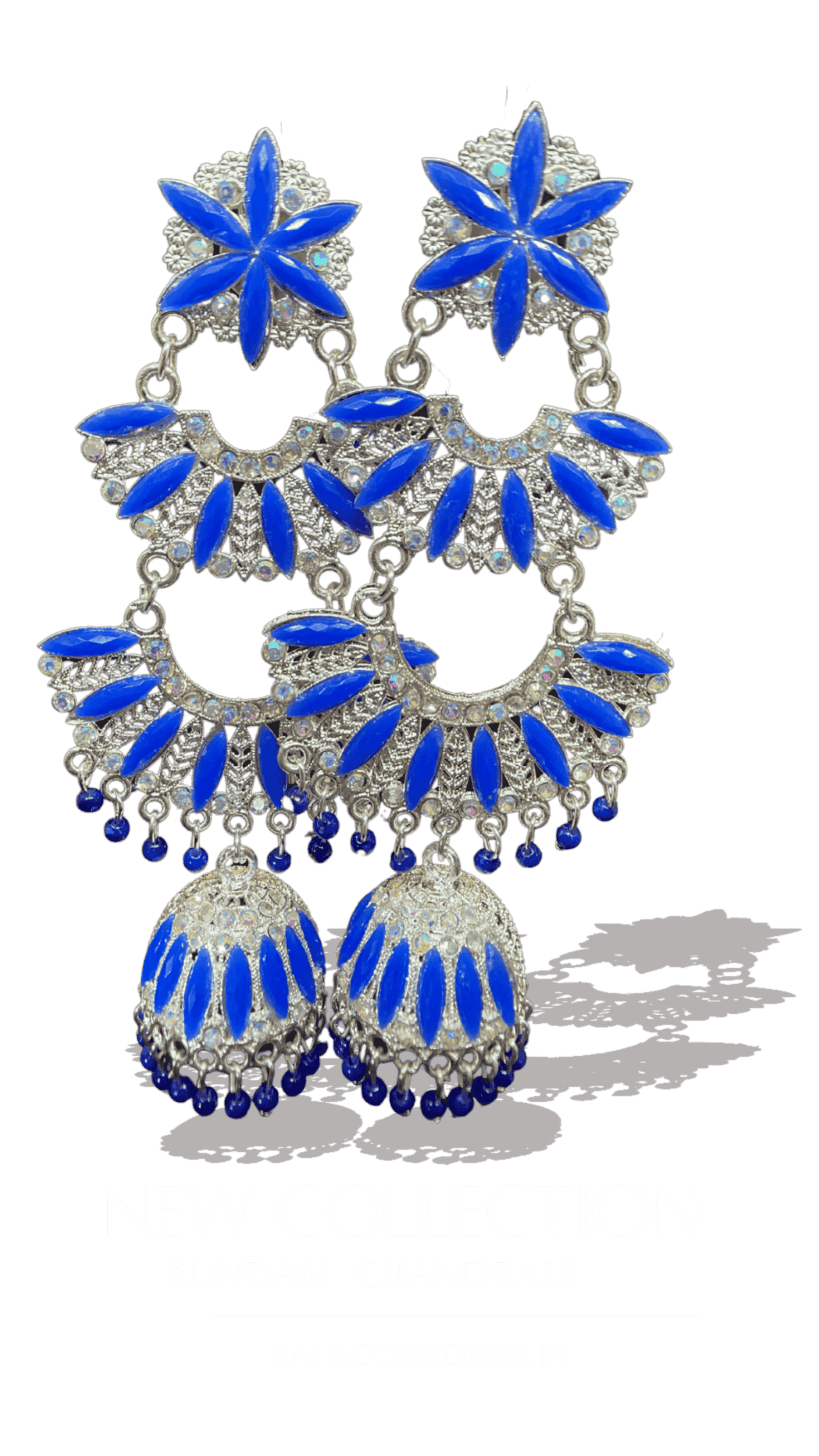 Kundan ChandBali Earing Dark Blue