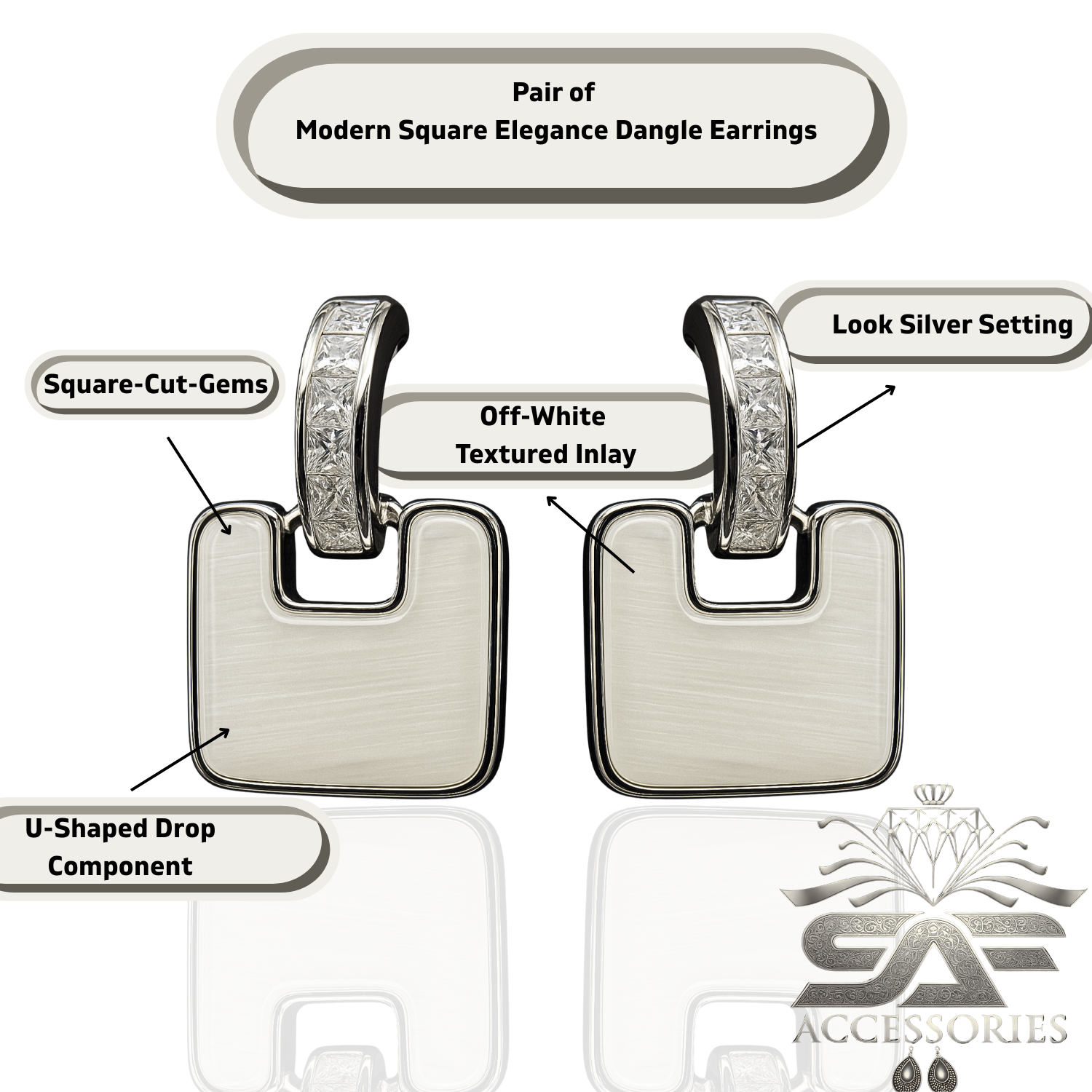 Modern Square Elegance Dangle Earrings