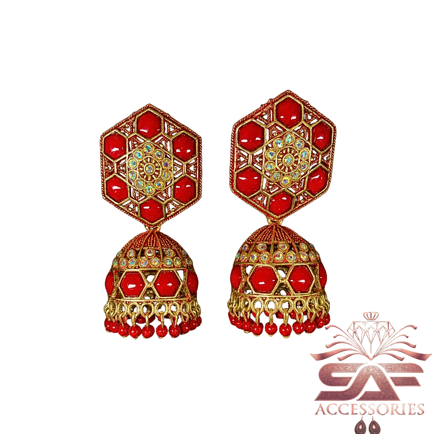 Nawabi Red Kundan Jhumki