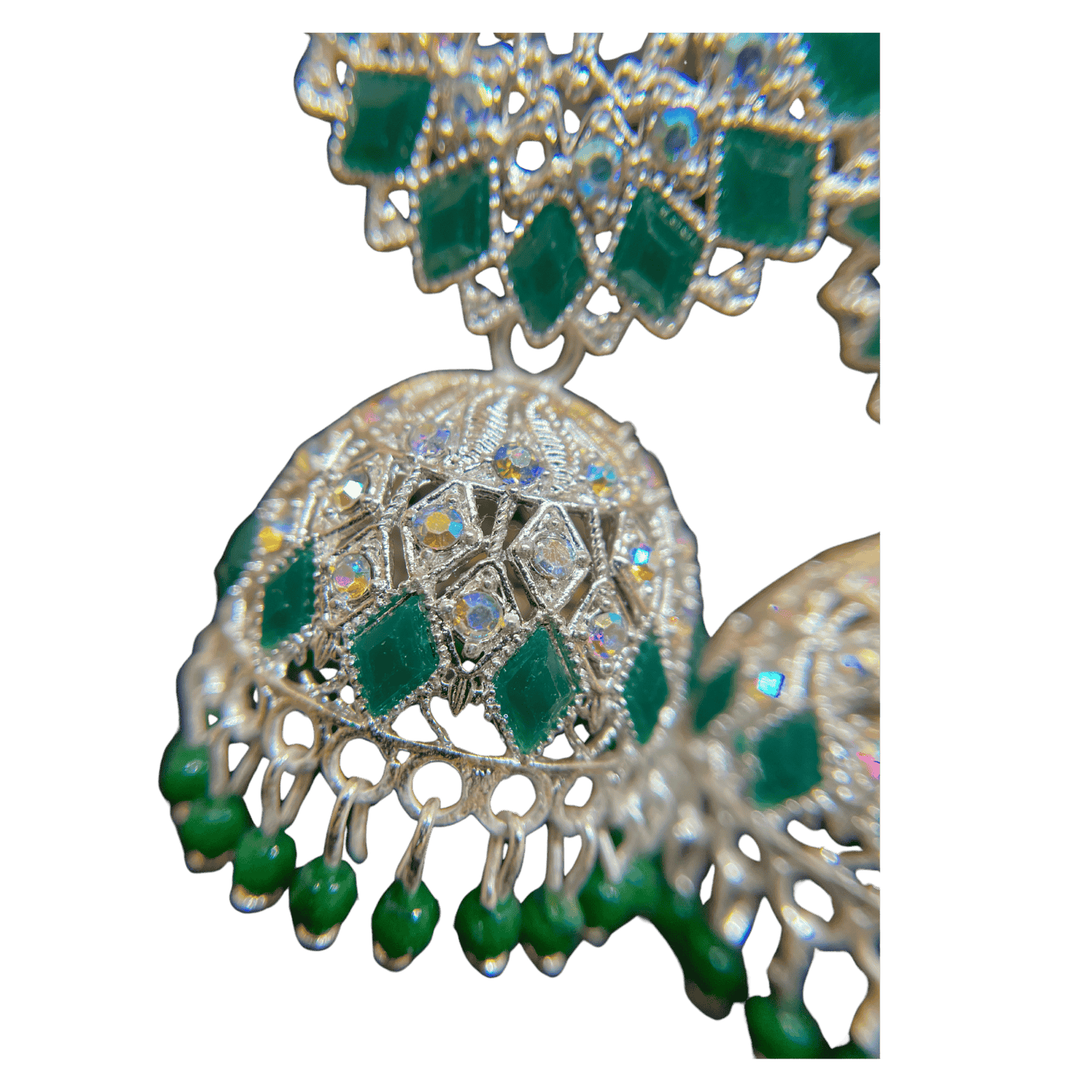 Traditional Green Floral Jhumka Earings