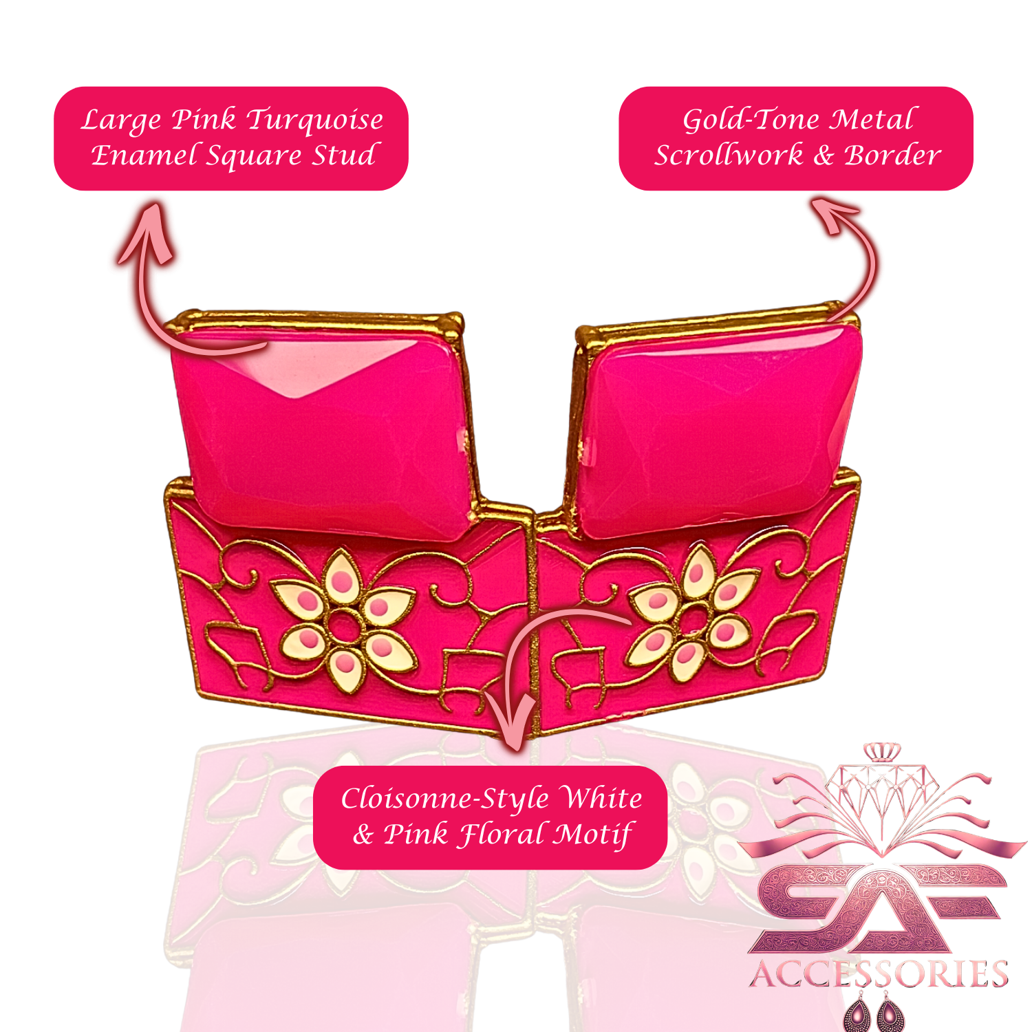 Pink Meenakari Flower Earings