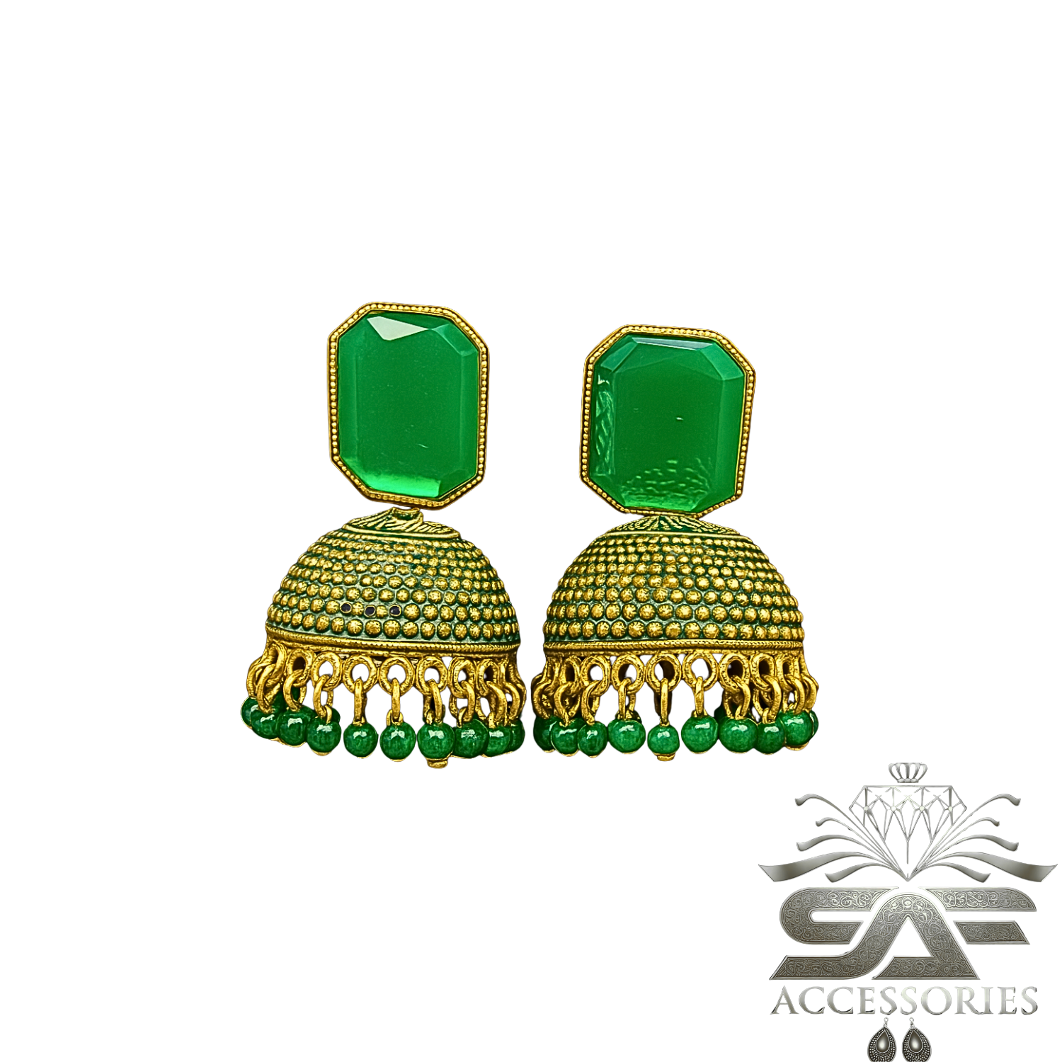 Royal Green Heritage Jhumka Earings