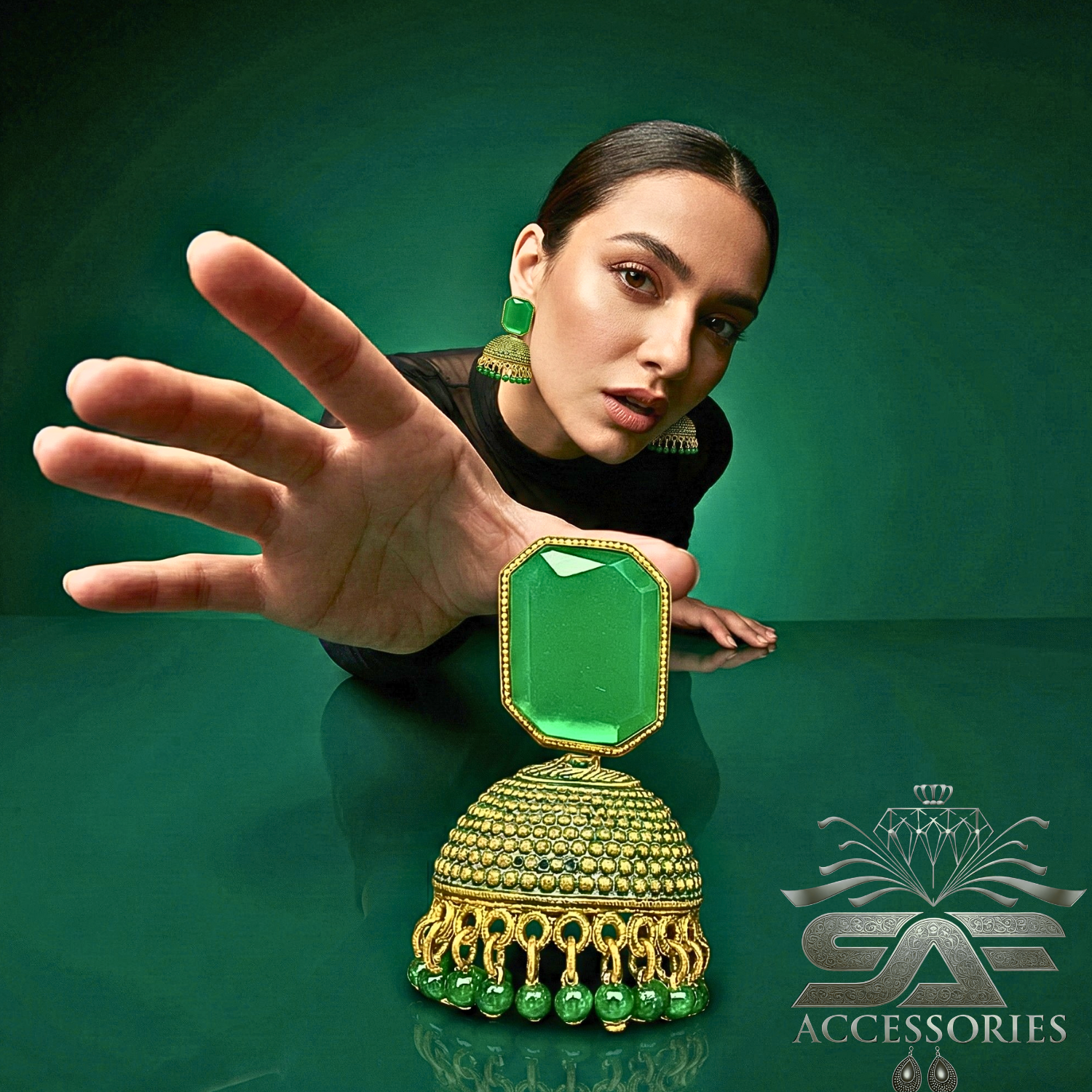 Royal Green Heritage Jhumka Earings