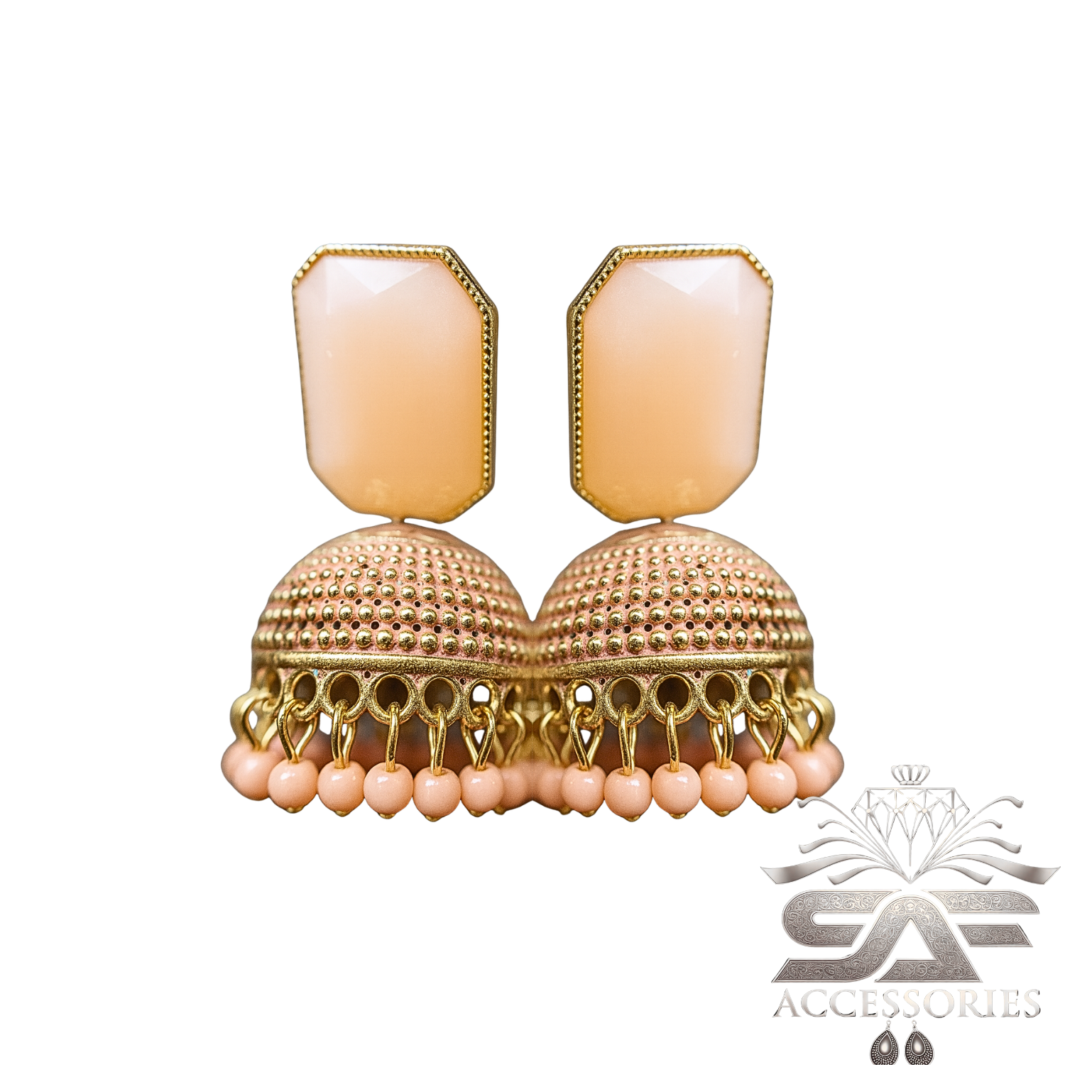 Royal Peach Heritage Jhumka Earings