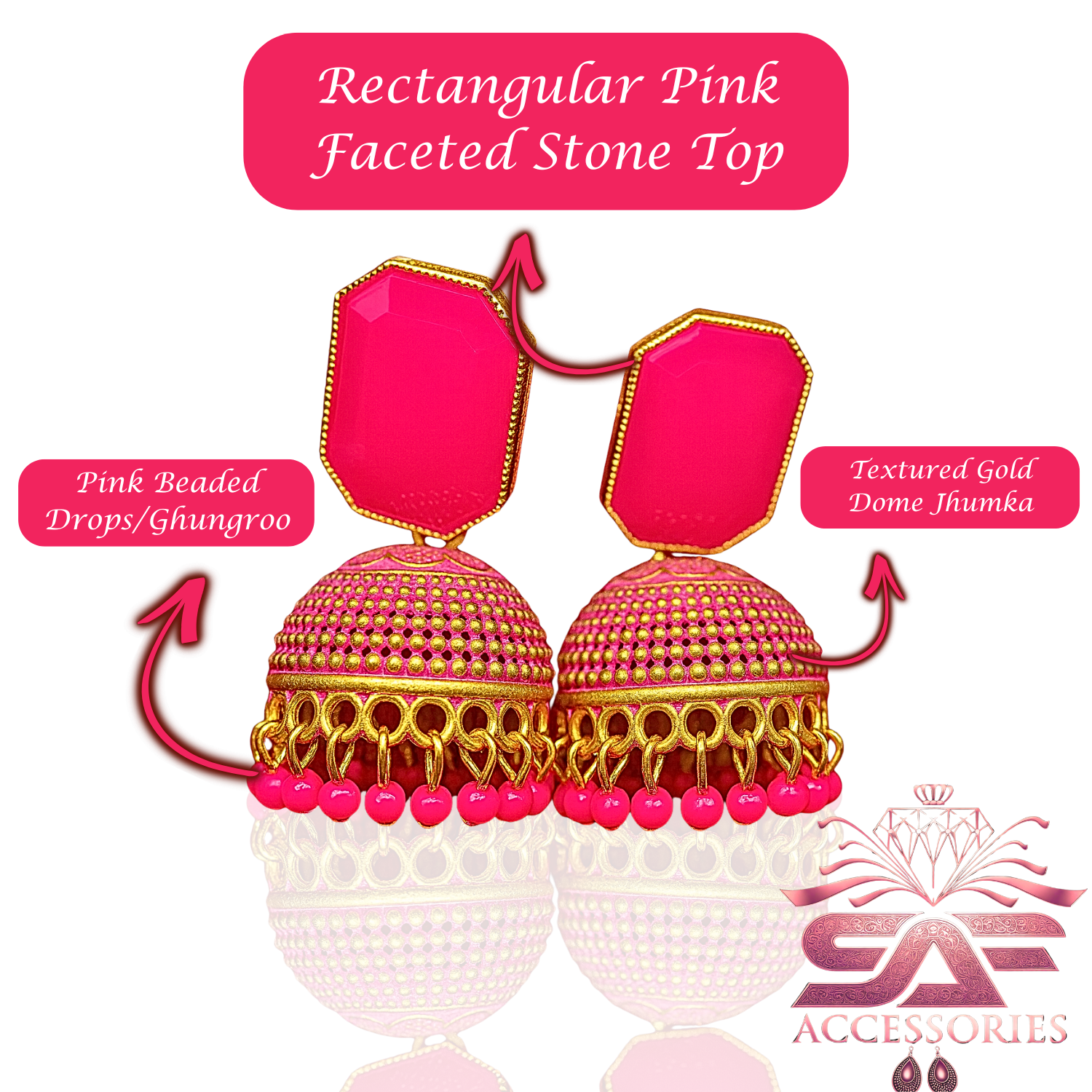 Royal Pink Heritage Jhumka Earings