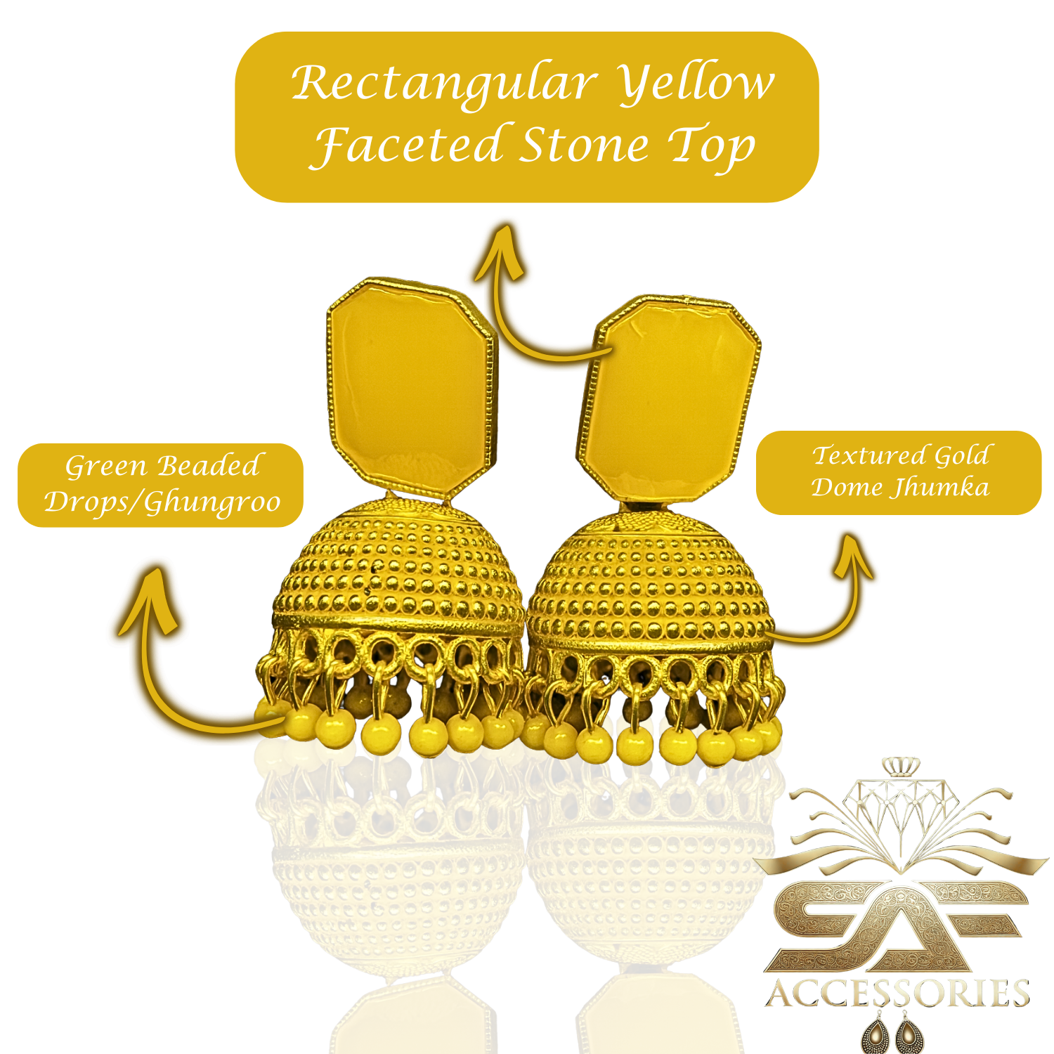 Royal Yellow Heritage Jhumka Earings