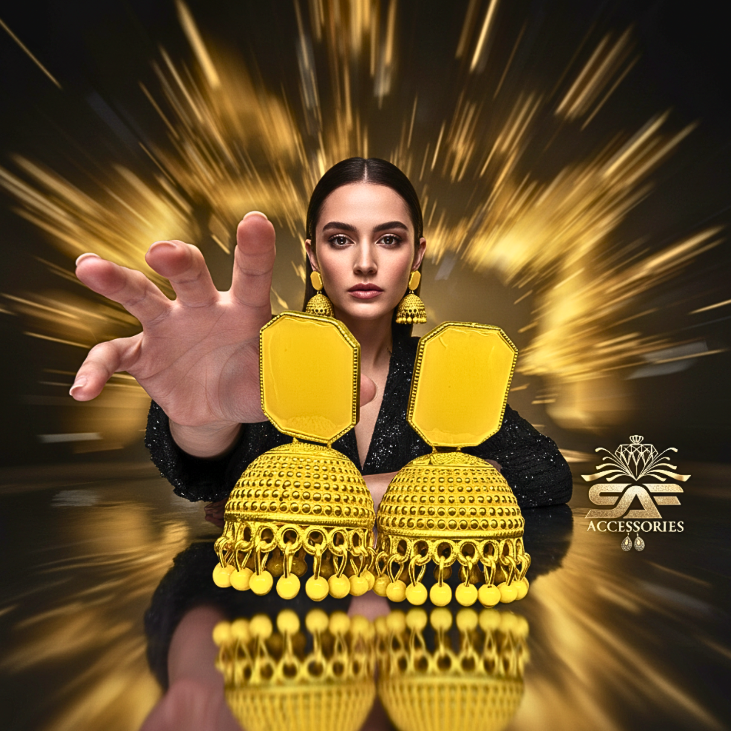 Royal Yellow Heritage Jhumka Earings