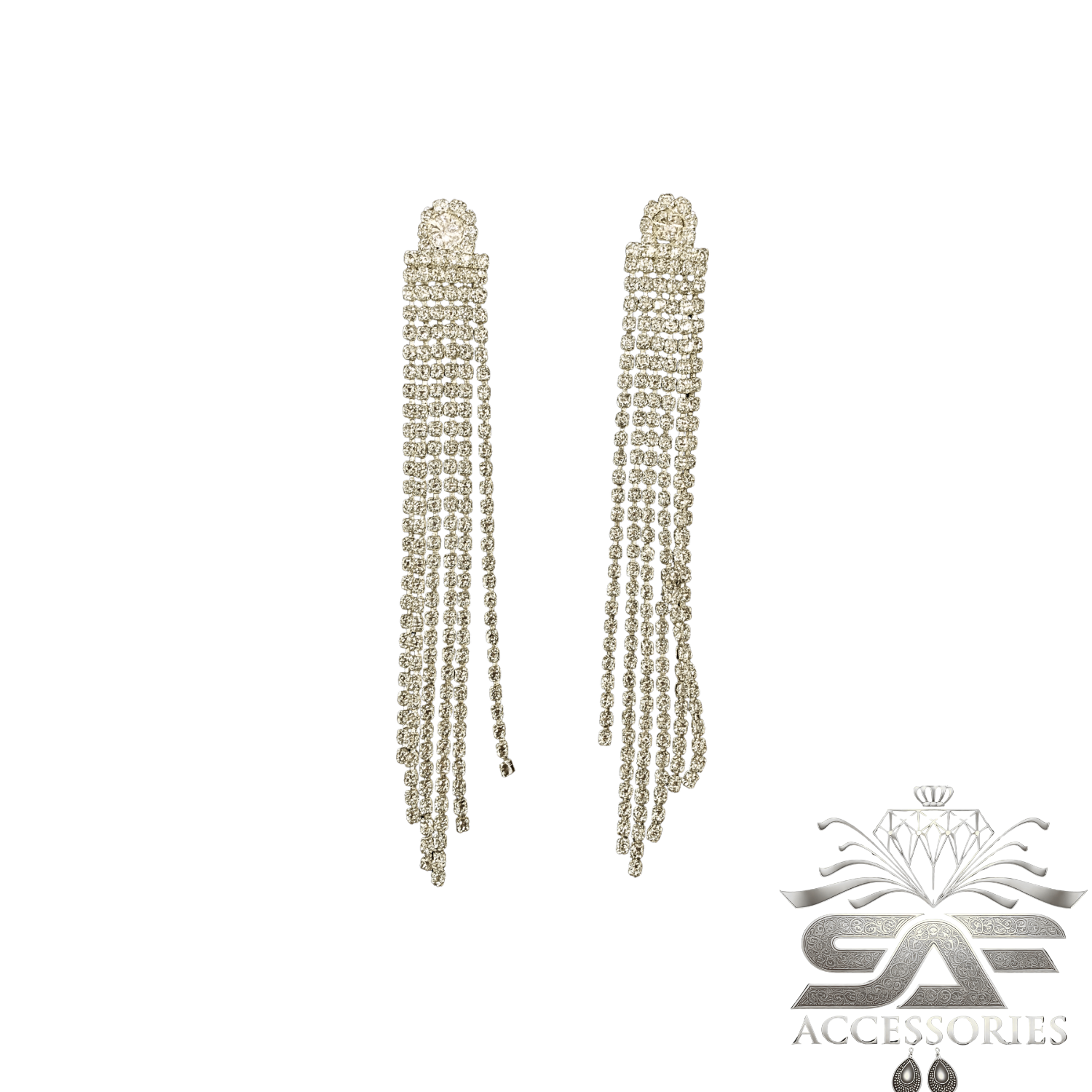 Sparkling Crystal Waterfall Tassel Earings