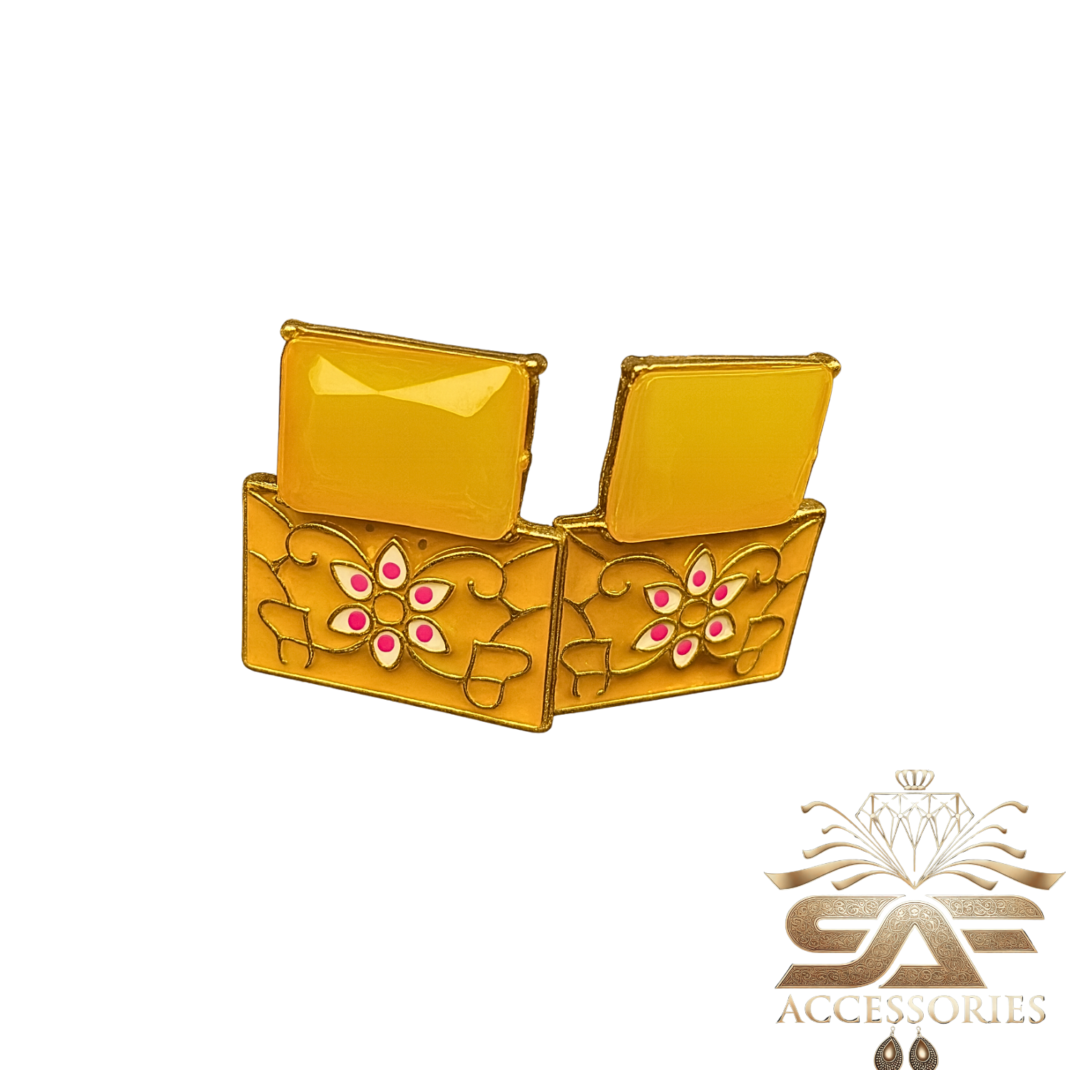 Yellow Meenakari Flower Earings