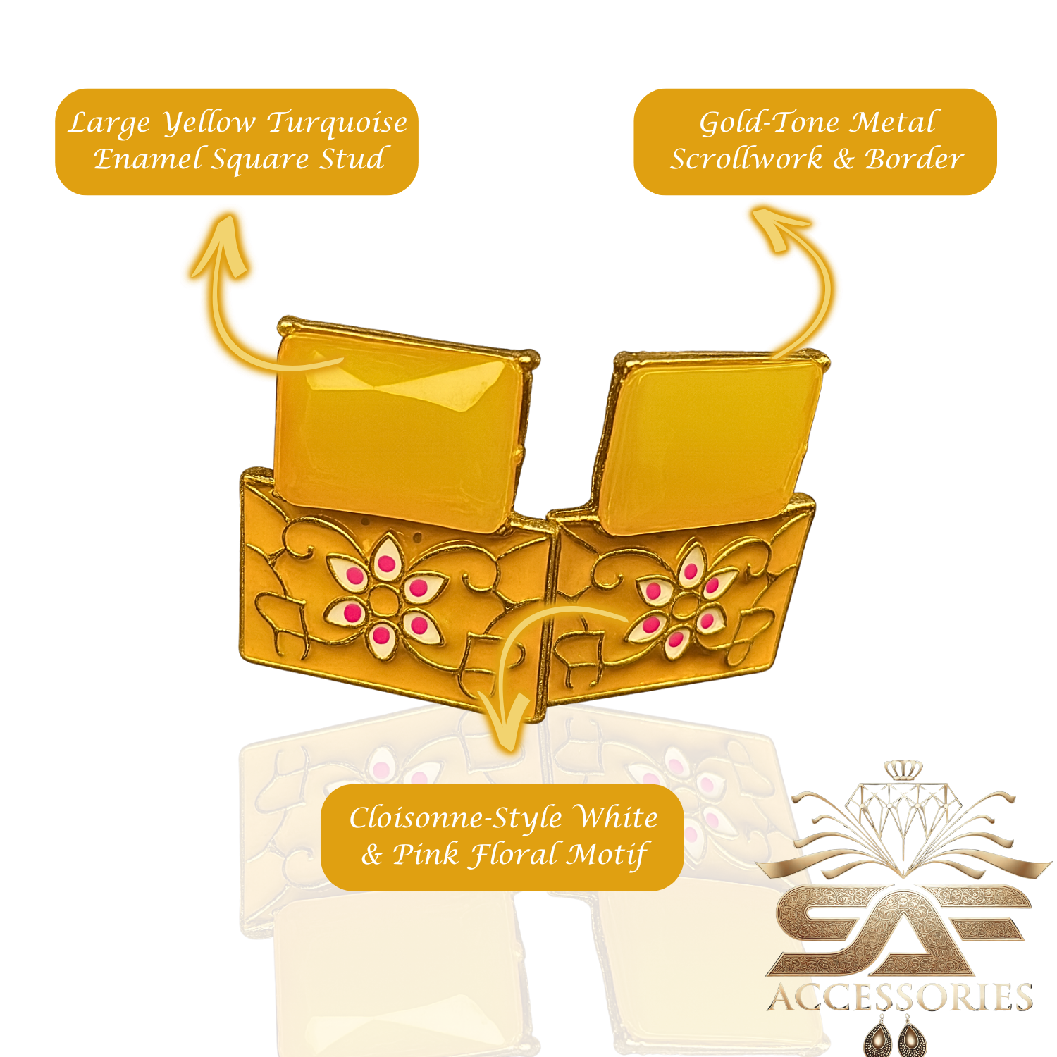 Yellow Meenakari Flower Earings